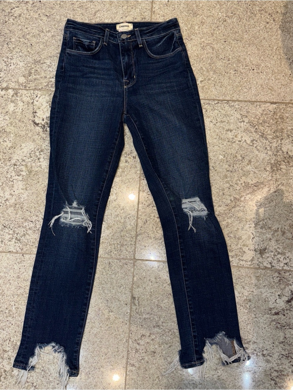 L' Agence High Line High Rise Skinny Jeans Distressed Destruct  25
